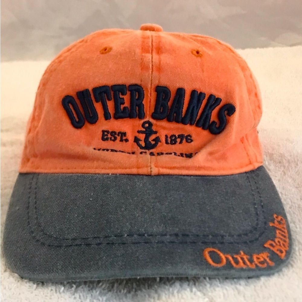 Beach Mart for North Carolina Outer Banks Adjustable Orange & Grey Baseball Cap